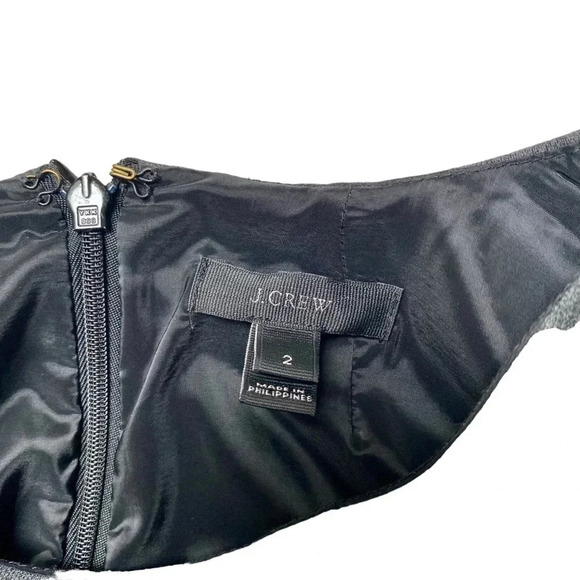 J. Crew Exeter Wool Dress Gray Black Velvet Bow Waist Fitted Size 2 - Picture 14 of 16